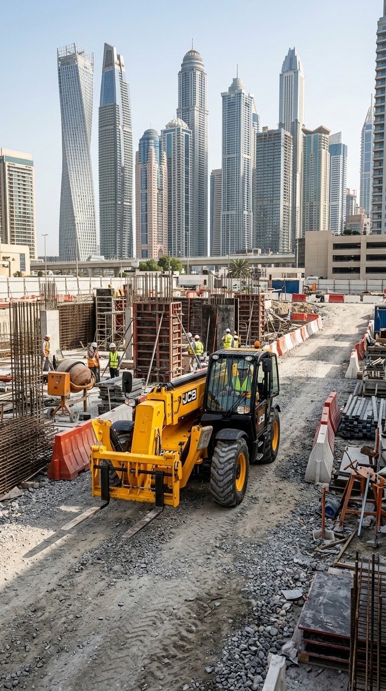 jcb boom loader site mobility dubai marina area