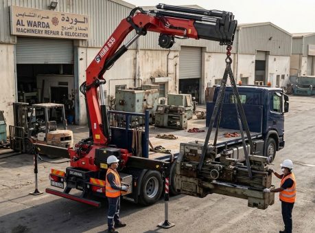 machinery relocation with hiab truck al quoz industrial area