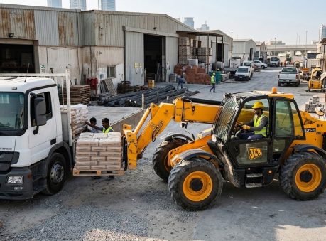 jcb boom loader truck loading deira duba